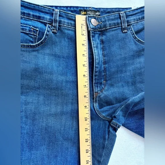 Lee Jeans Relaxed Fit Straight Leg High Rise Wash Blue Size M - Picture 6 of 12